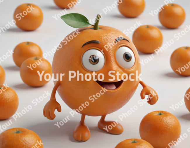 Stock Photo of orange character funny eyes realistic cartoon 3d