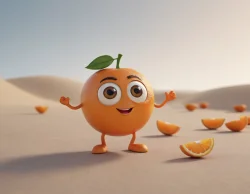 Stock Photo of orange character funny eyes realistic cartoon 3d