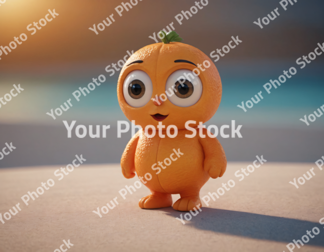 Stock Photo of orange character funny eyes realistic cartoon 3d