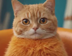 Stock Photo of Cat with clothes orange cute sweet