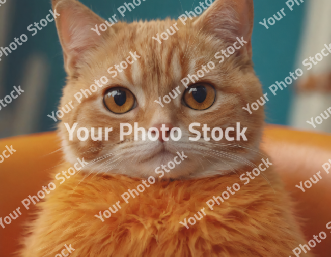 Stock Photo of Cat with clothes orange cute sweet