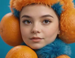 Stock Photo of Woman model girl orange face portrait