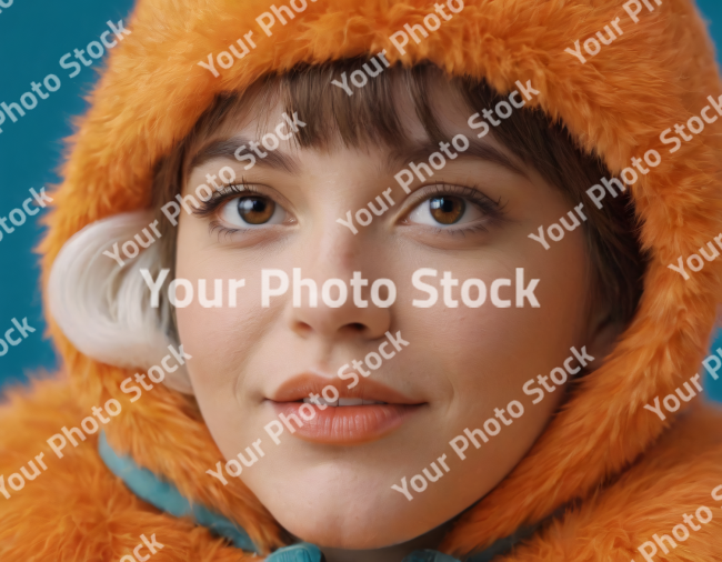 Stock Photo of Woman model girl orange face portrait