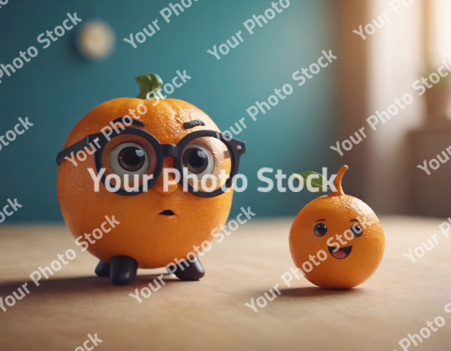 Stock Photo of Cute 3d character orange with glasses