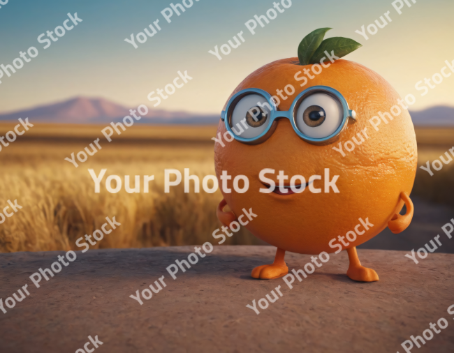 Stock Photo of Cute 3d character orange with glasses