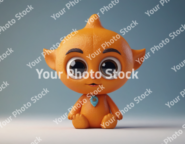 Stock Photo of Cute 3d character orange with glasses 3d