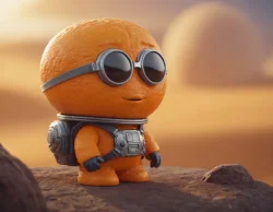 Stock Photo of Cute 3d character orange with glasses