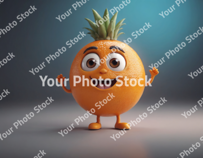 Stock Photo of Cute 3d character orange with glasses