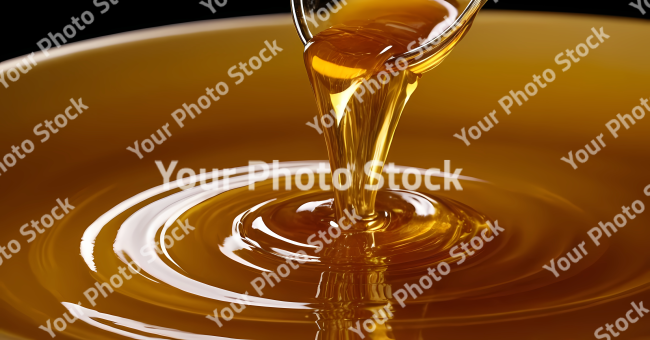 Stock Photo of honey dripping from a wooden dipper