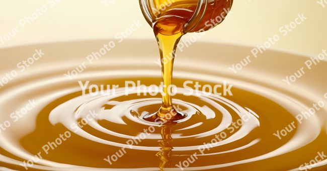 Stock Photo of honey dripping from a wooden dipper