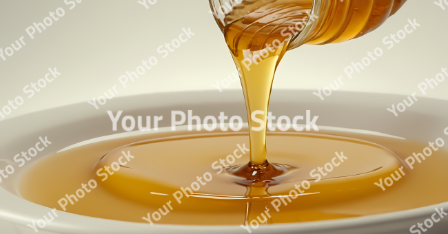 Stock Photo of honey dripping from a wooden dipper