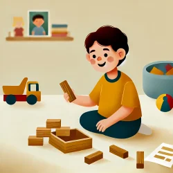 Stock Photo of kid playing with blocks illustration 2d