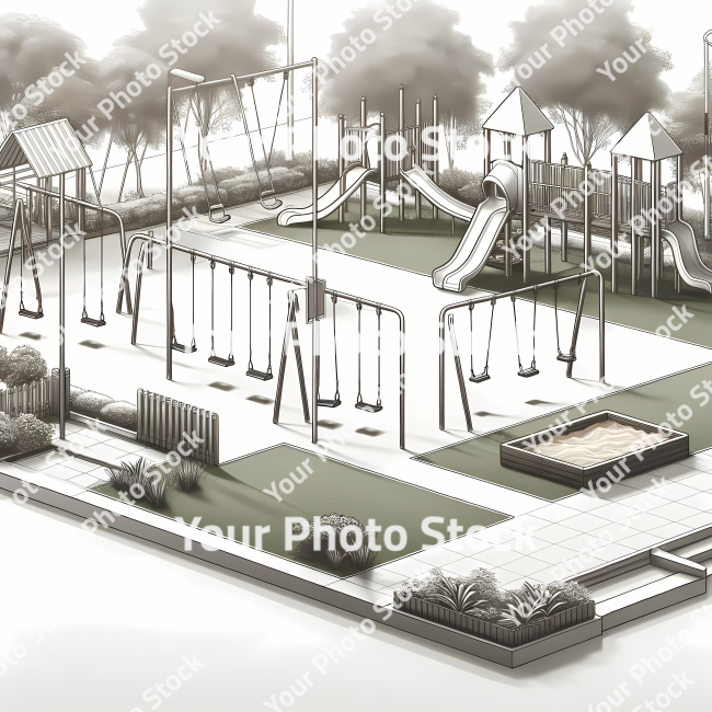 Stock Photo of playing ground in the park illustration 2d
