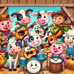 Stock Photo of cute animals playing music characters 2d illustration