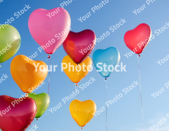 Stock Photo of balloons in the sky happy birthday valentines day love