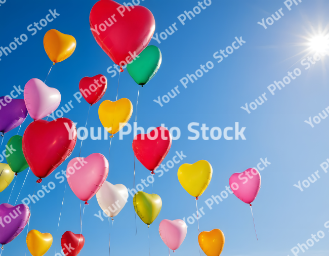 Stock Photo of balloons in the sky happy birthday valentines day love