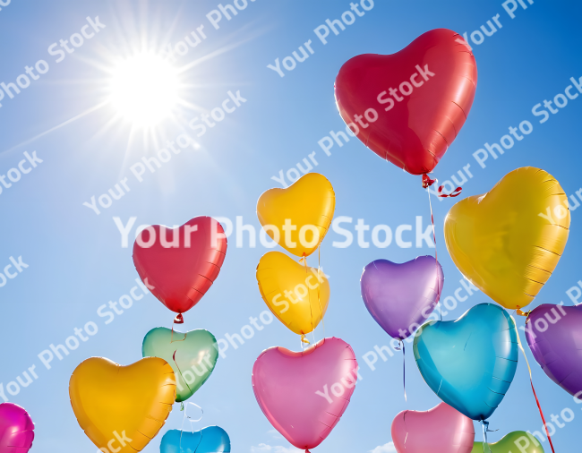 Stock Photo of balloons in the sky happy birthday valentines day love