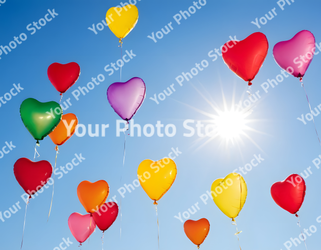 Stock Photo of balloons in the sky happy birthday valentines day love