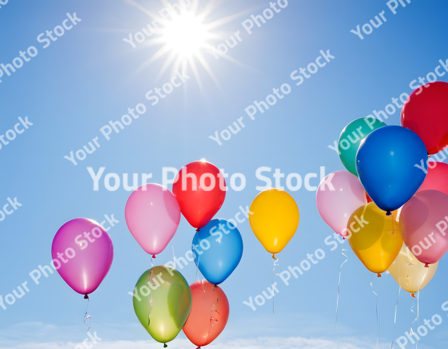 Stock Photo of balloons in the sky happy birthday valentines day love