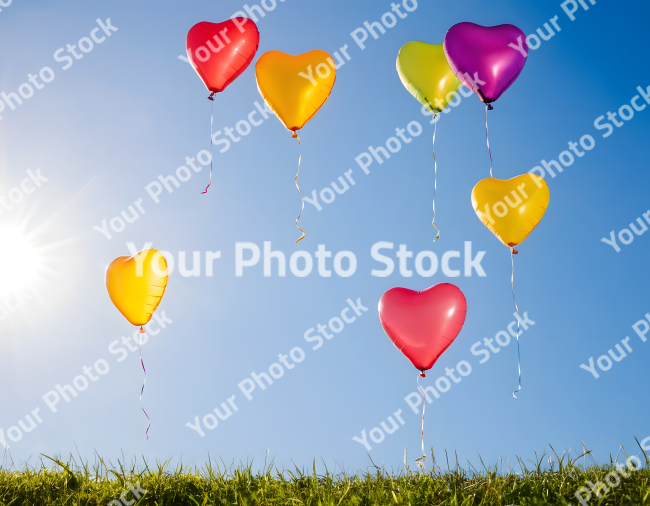 Stock Photo of balloons in the sky happy birthday valentines day love