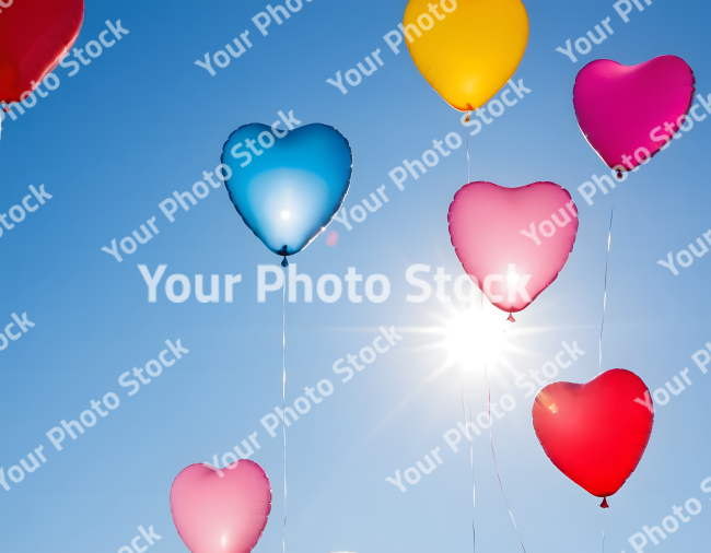 Stock Photo of balloons in the sky happy birthday valentines day love