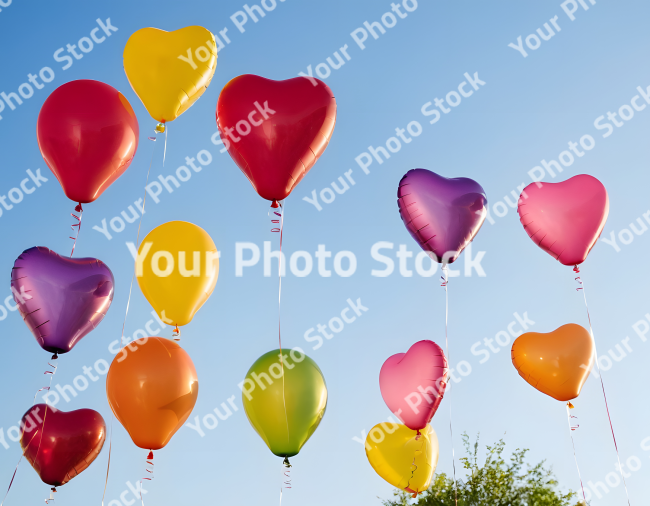 Stock Photo of balloons in the sky happy birthday valentines day love