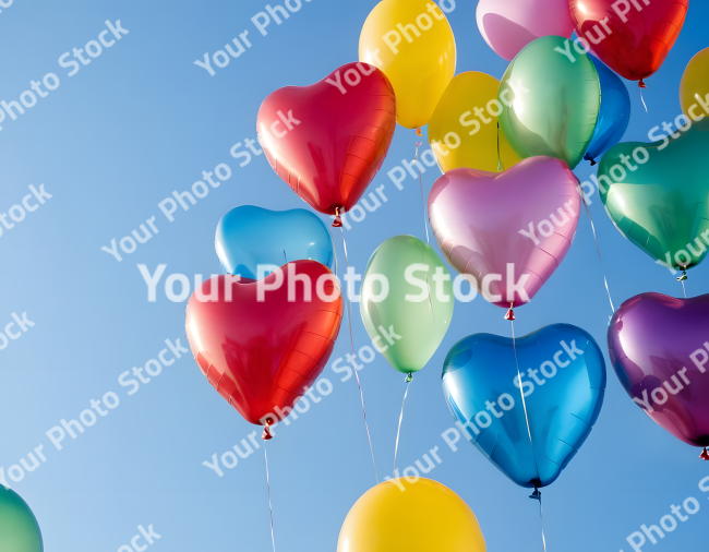 Stock Photo of balloons in the sky happy birthday valentines day love