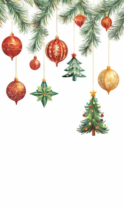 Stock Photo of christmas tree and balls decorations ornaments illustration