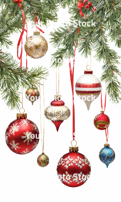 Stock Photo of christmas tree and balls decorations ornaments illustration