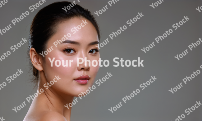 Stock Photo of Close-up portrait of a asian beautiful woman healthy isolated for skincare commercial product advertising