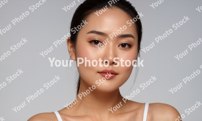 Stock Photo of Close-up portrait of a asian beautiful woman healthy isolated for skincare commercial product advertising