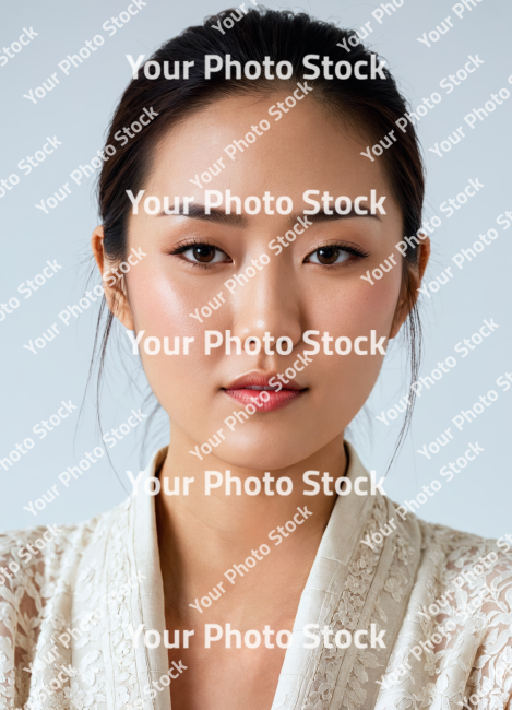 Stock Photo of Close-up portrait of a asian beautiful woman healthy isolated for skincare commercial product advertising