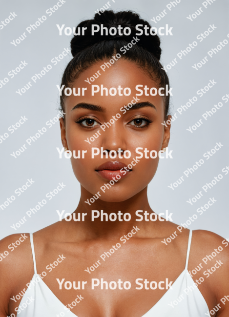 Stock Photo of Close-up portrait of a black woman beautiful woman healthy isolated for skincare commercial product advertising