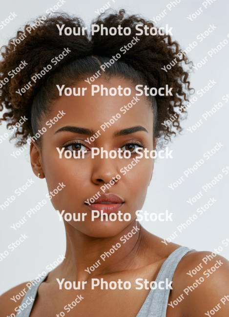 Stock Photo of Close-up portrait of a black woman beautiful woman healthy isolated for skincare commercial product advertising