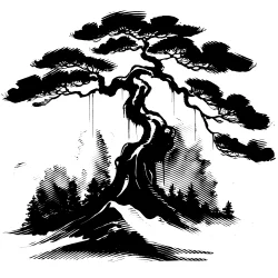 Stock Photo of tree with roots ink illustration 2d sketch nature