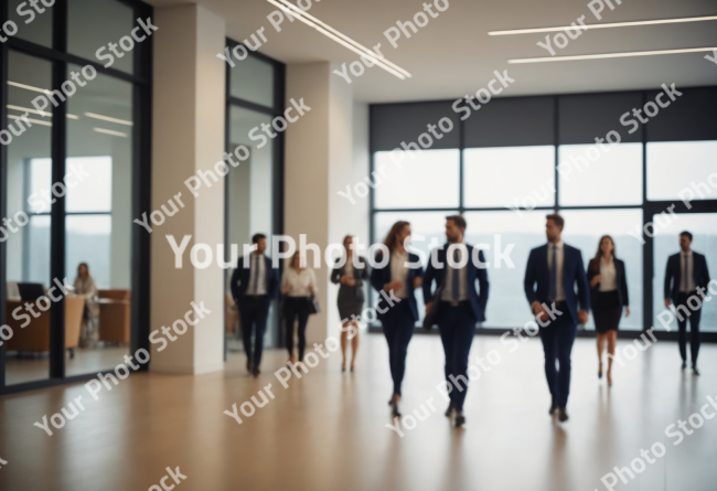 Stock Photo of business people in the office building blurred in the day sun executives formal executives people in hall group crowd