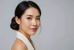 Stock Photo of beautiful korean japan asian woman makeup model skincare glamour skin face commercial