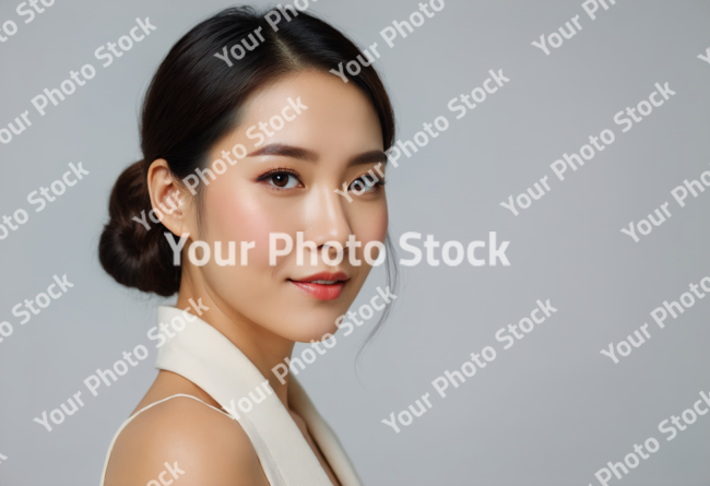 Stock Photo of beautiful korean japan asian woman makeup model skincare glamour skin face commercial