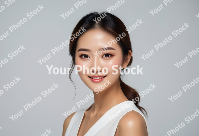 Stock Photo of beautiful korean japan asian woman makeup model skincare glamour skin face commercial