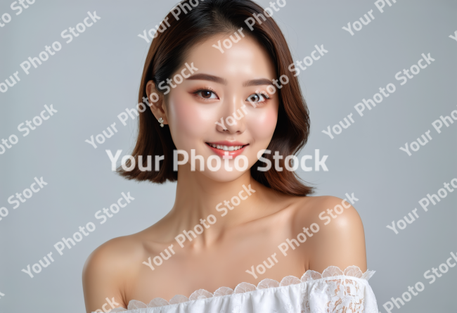 Stock Photo of beautiful korean japan asian woman makeup model skincare glamour skin face commercial