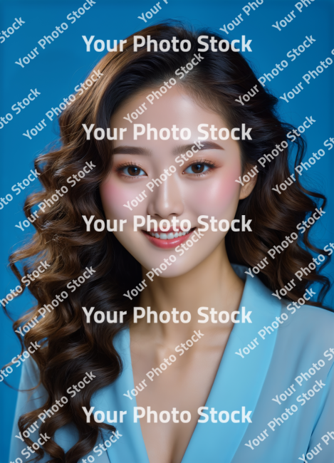 Stock Photo of beautiful korean japan asian woman makeup model skincare glamour skin face commercial curly hair