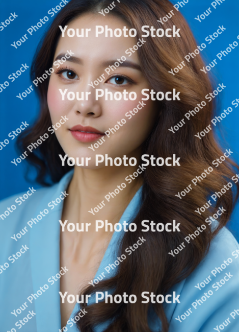 Stock Photo of beautiful korean japan asian woman makeup model skincare glamour skin face commercial curly hair