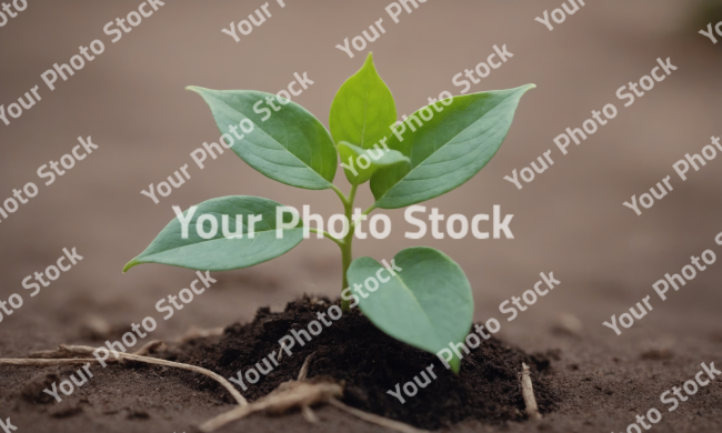 Stock Photo of young plant growing in soil ground grow life isolated growth agriculture seed leaf leaves