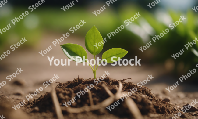 Stock Photo of young plant growing in soil ground grow life isolated growth agriculture seed leaf leaves