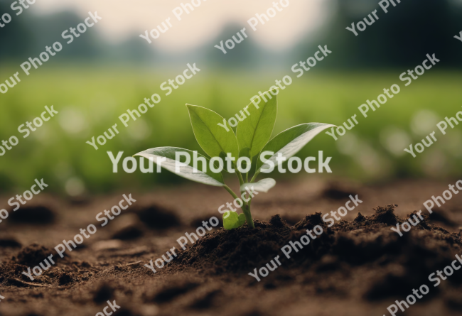 Stock Photo of young plant growing in soil ground grow life isolated growth agriculture seed leaf leaves