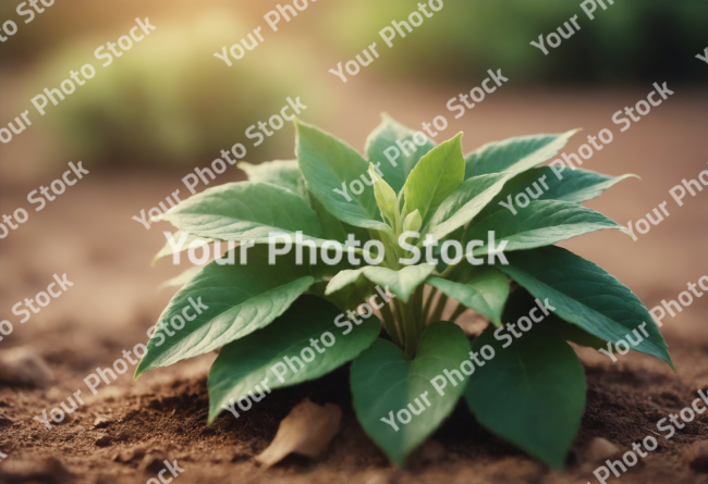 Stock Photo of aloe vera plant small plant in the ground nature growing green in the earth grow