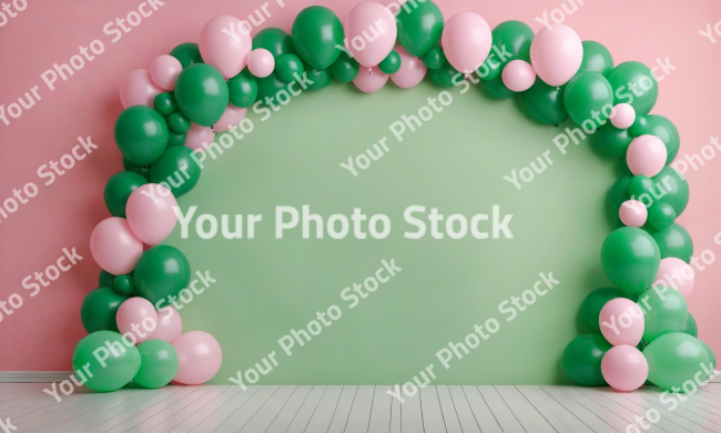 Stock Photo of ballons happy birthday frame green easter eggs celebration party festive holiday