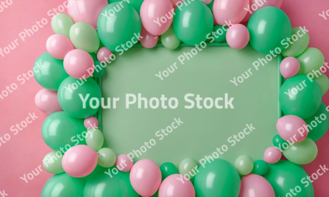 Stock Photo of ballons happy birthday frame green easter eggs celebration party festive holiday