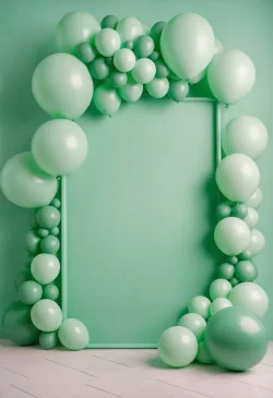 Stock Photo of ballons happy birthday frame green easter eggs celebration party festive holiday