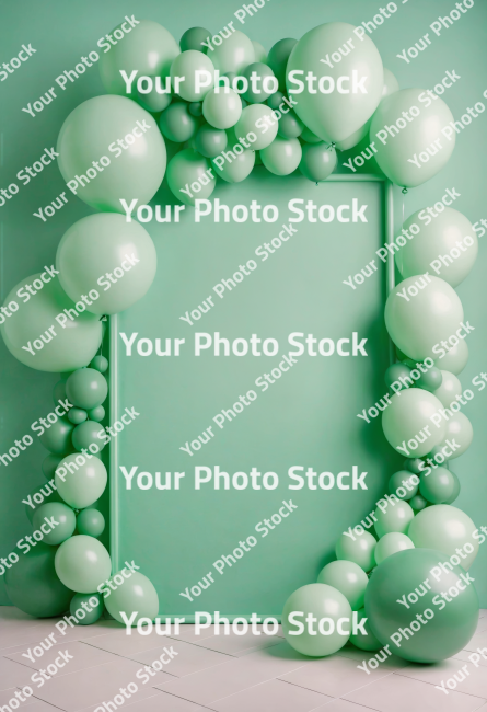 Stock Photo of ballons happy birthday frame green easter eggs celebration party festive holiday